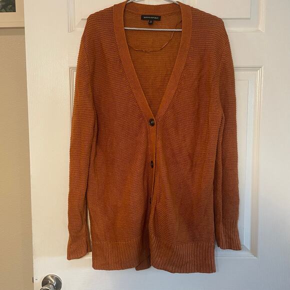 Banana Republic Sweaters - Banana Republic size XL Italian Linen Cardigan Sweater Rust